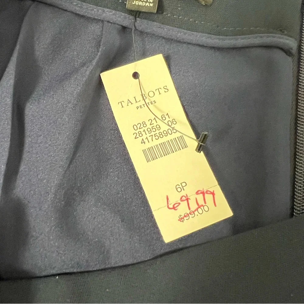 Talbots Womens Petite Navy Blue Pencil Skirt Front Slit Career size 6P